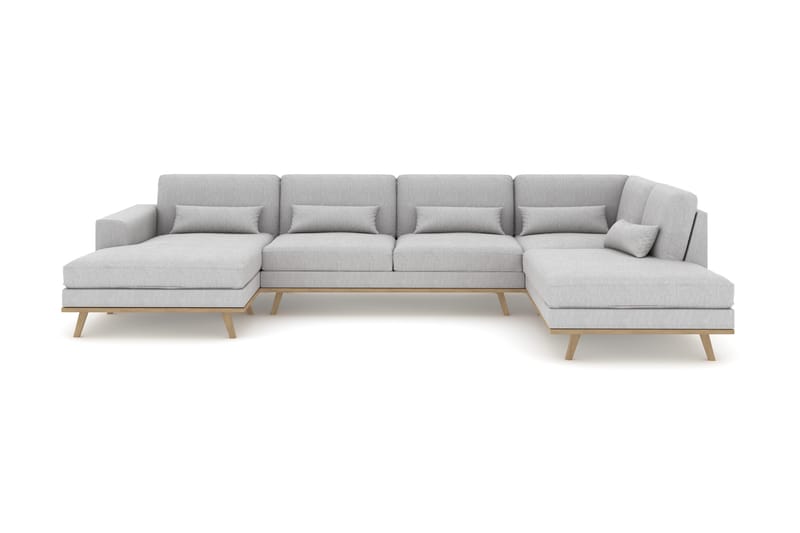 Copenhagen 5-personers Højrevendt U-formet Sofa med Divan og Chaiselong i Stof - Grå - Møbler - Sofaer - U Sofa