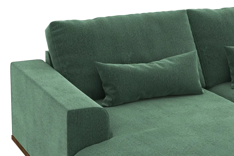 Copenhagen 5-personers Højrevendt U-formet Sofa med Divan og Chaiselong i Fløjl - Mørkegrøn - Møbler - Sofaer - U Sofa