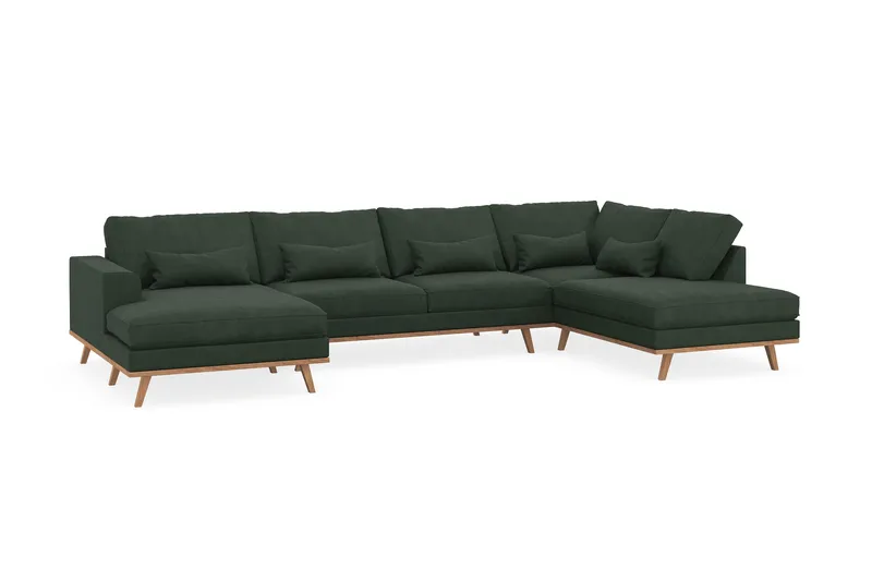 Copenhagen 5-personers Højrevendt U-formet Sofa med Divan og Chaiselong i Manchester - Mørkegrøn - Møbler - Sofaer - U Sofa
