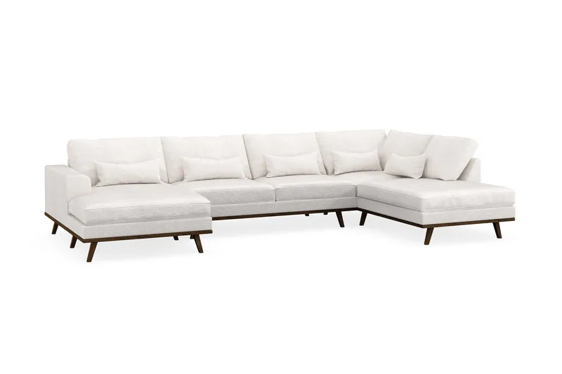 Copenhagen 5-personers Højrevendt U-formet Sofa med Divan og Chaiselong i Bouclé - Hvid - Møbler - Sofaer - U Sofa