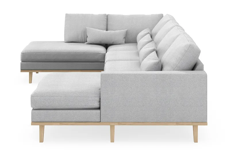 Copenhagen 5-personers Venstrevendt U-formet Sofa med Divan og Chaiselong i Stof - Lysegrå - Møbler - Sofaer - U Sofa
