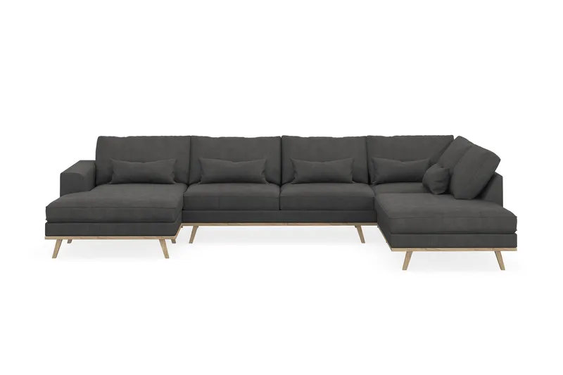 Copenhagen 5-personers Højrevendt U-formet Sofa med Divan og Chaiselong i Manchester - Mørkegrå - Møbler - Sofaer - U Sofa