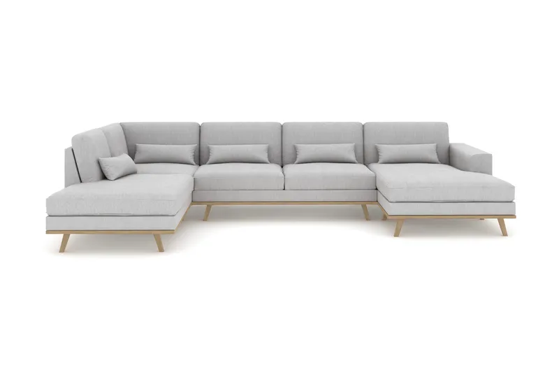 Copenhagen 5-personers Venstrevendt U-formet Sofa med Divan og Chaiselong i Stof - Grå - Møbler - Sofaer - U Sofa