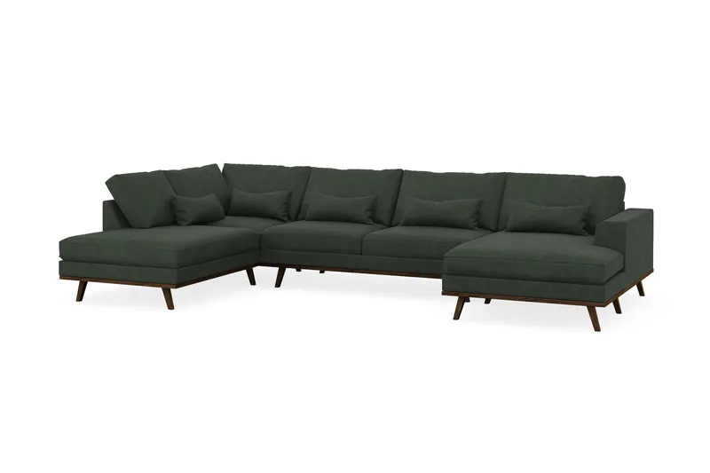 Copenhagen 5-personers Venstrevendt U-formet Sofa med Divan og Chaiselong i Manchester - Mørkegrøn - Møbler - Sofaer - U Sofa