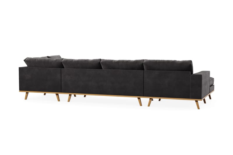 Copenhagen 5-personers Højrevendt U-formet Sofa med Divan og Chaiselong i Fløjl - Mørkegrå - Møbler - Sofaer - U Sofa