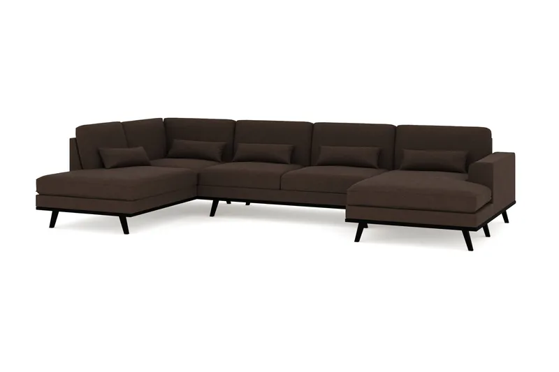 Copenhagen 5-personers Venstrevendt U-formet Sofa med Divan og Chaiselong i Stof - Brun - Møbler - Sofaer - U Sofa