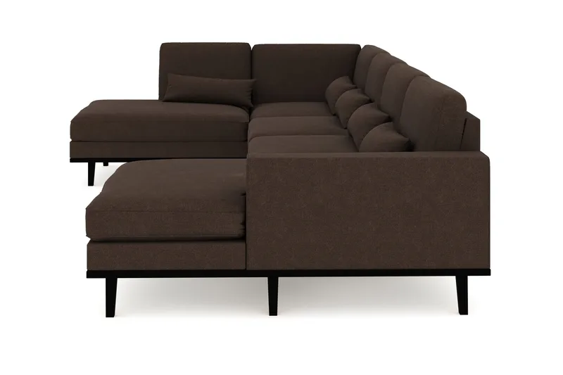 Copenhagen 5-personers Venstrevendt U-formet Sofa med Divan og Chaiselong i Stof - Brun - Møbler - Sofaer - U Sofa