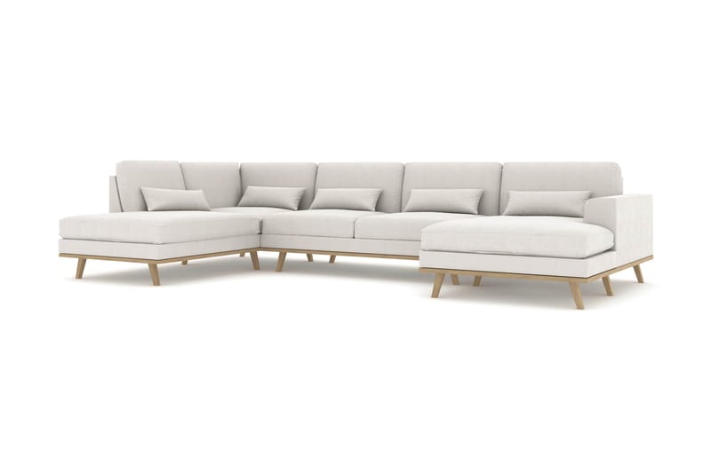 Copenhagen 5-personers Venstrevendt U-formet Sofa med Divan og Chaiselong i Stof - Lysegrå - Møbler - Sofaer - U Sofa