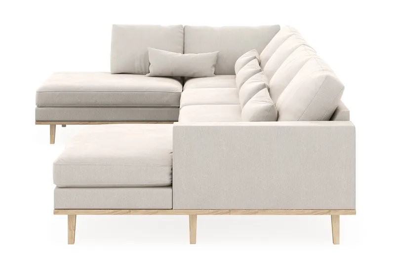 Copenhagen 5-personers Venstrevendt U-formet Sofa med Divan og Chaiselong i Fløjl - Cremehvid - Møbler - Sofaer - U Sofa