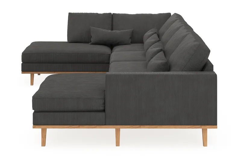 Copenhagen 5-personers Venstrevendt U-formet Sofa med Divan og Chaiselong i Manchester - Mørkegrå - Møbler - Sofaer - U Sofa