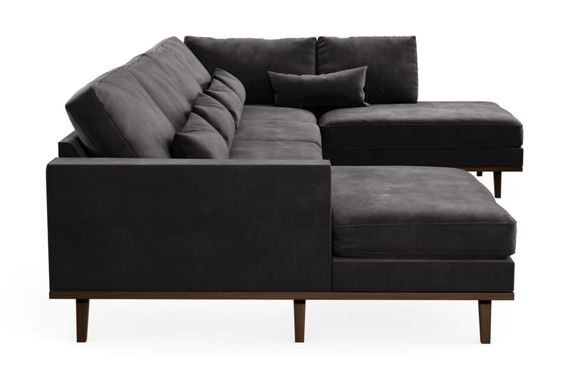 Copenhagen 5-personers Højrevendt U-formet Sofa med Divan og Chaiselong i Fløjl - Mørkegrå - Møbler - Sofaer - U Sofa