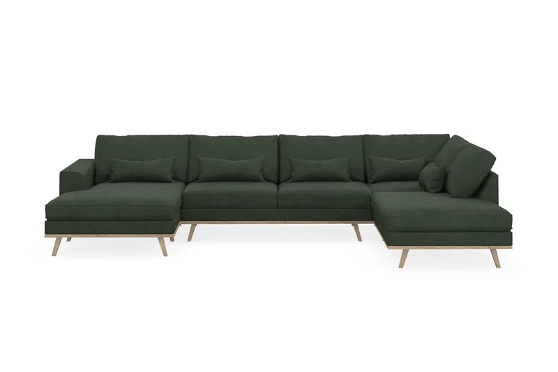 Copenhagen 5-personers Højrevendt U-formet Sofa med Divan og Chaiselong i Manchester - Mørkegrøn - Møbler - Sofaer - U Sofa