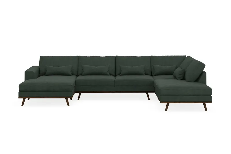Copenhagen 5-personers Højrevendt U-formet Sofa med Divan og Chaiselong i Manchester - Mørkegrøn - Møbler - Sofaer - U Sofa