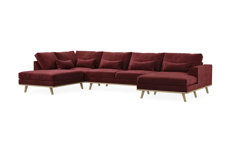 Copenhagen 5-personers Venstrevendt U-formet Sofa med Divan og Chaiselong i Fløjl - Lilla - Møbler - Sofaer - U Sofa