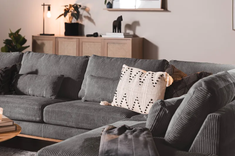 Copenhagen 5-personers Højrevendt U-formet Sofa med Divan og Chaiselong i Manchester - Mørkegrå - Møbler - Sofaer - U Sofa