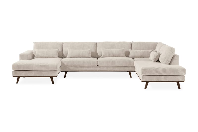 Copenhagen 5-personers Højrevendt U-formet Large Sofa med Divan og Chaiselong i Manchester - Beige - Møbler - Sofaer - U Sofa