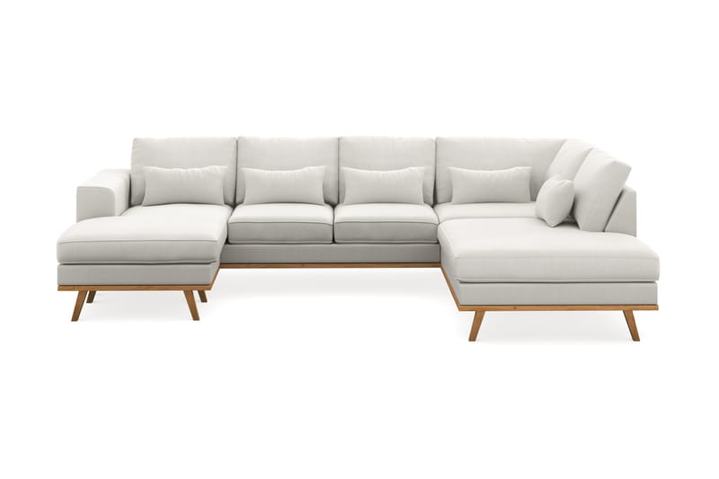 Copenhagen Compact 4-personers Højrevendt U-formet Sofa med Divan og Chaiselong i Stof - Lysegrå - Møbler - Sofaer - U Sofa
