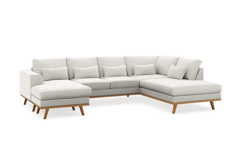 Copenhagen Compact 4-personers Højrevendt U-formet Sofa med Divan og Chaiselong i Stof - Lysegrå - Møbler - Sofaer - U Sofa