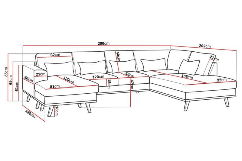 Copenhagen Compact 4-personers Højrevendt U-formet Large Sofa med Divan og Chaiselong i Stof - Lysegrå - Møbler - Sofaer - U Sofa