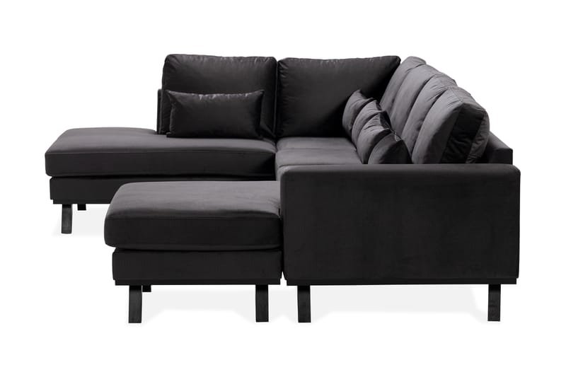 Copenhagen Compact 4-personers Venstrevendt U-formet Large Sofa med Divan og Chaiselong i Fløjl - Mørkegrå - Møbler - Sofaer - U Sofa