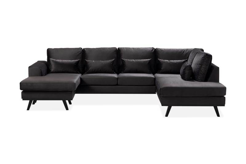 Copenhagen Compact 4-personers Højrevendt U-formet Large Sofa med Divan og Chaiselong i Fløjl - Mørkegrå - Møbler - Sofaer - U Sofa