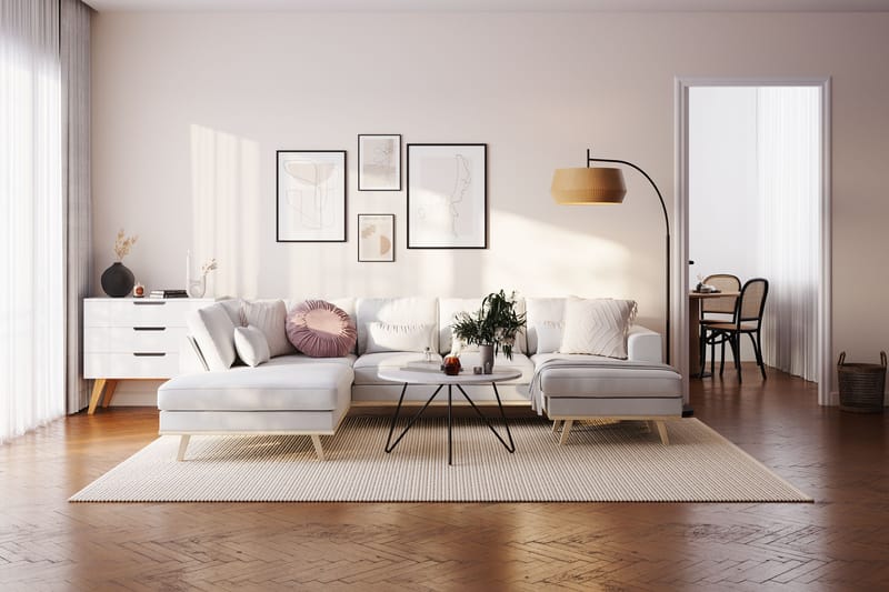 Copenhagen Compact 4-personers Venstrevendt U-formet Sofa med Divan og Chaiselong i Stof - Lysegrå - Møbler - Sofaer - U Sofa