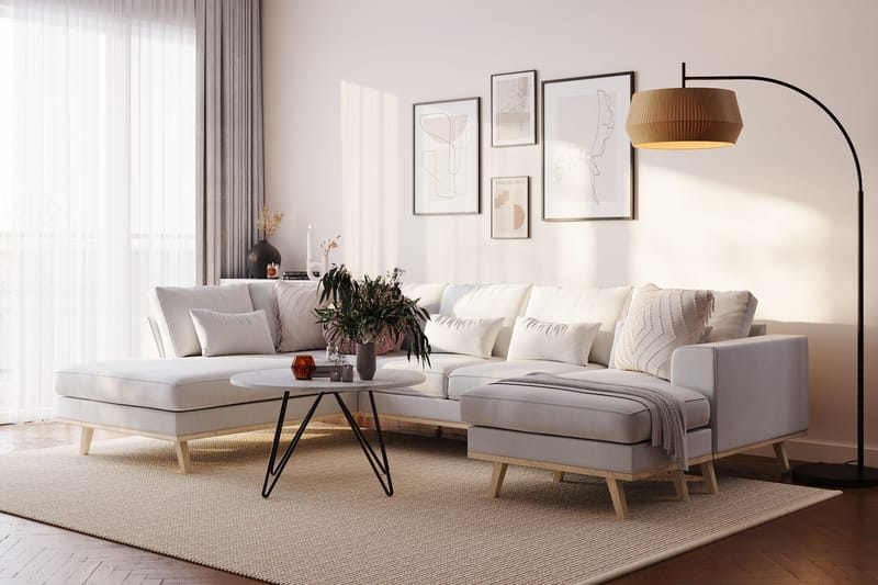 Copenhagen Compact 4-personers Venstrevendt U-formet Sofa med Divan og Chaiselong i Stof - Lysegrå - Møbler - Sofaer - U Sofa