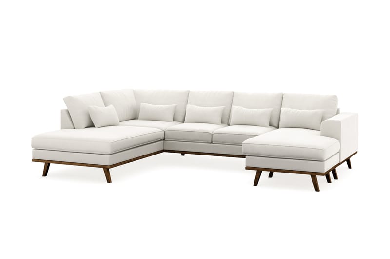 Copenhagen Compact 4-personers Venstrevendt U-formet Sofa med Divan og Chaiselong i Stof - Lysegrå - Møbler - Sofaer - U Sofa