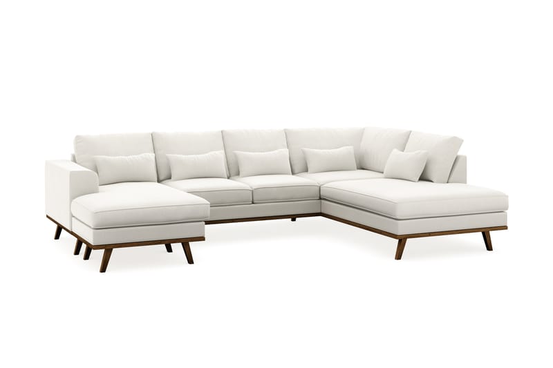 Copenhagen Compact 4-personers Højrevendt U-formet Large Sofa med Divan og Chaiselong i Stof - Lysegrå - Møbler - Sofaer - U Sofa