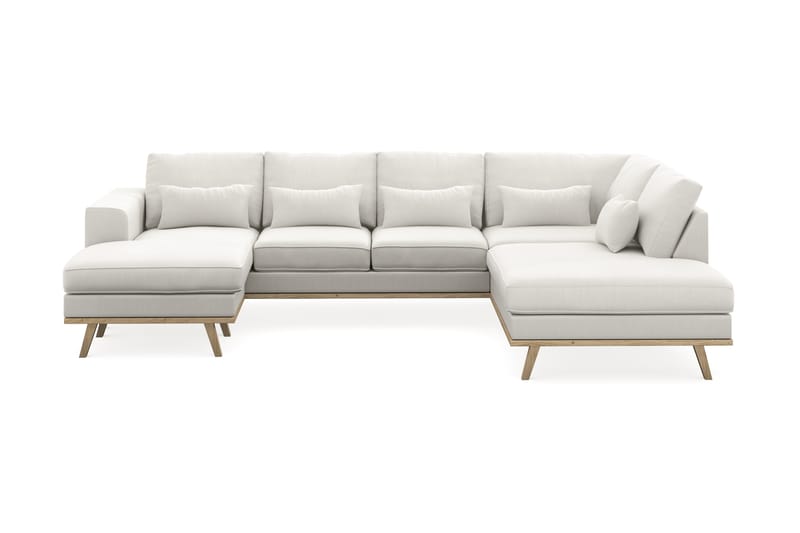 Copenhagen Compact 4-personers Højrevendt U-formet Sofa med Divan og Chaiselong i Stof - Lysegrå - Møbler - Sofaer - U Sofa
