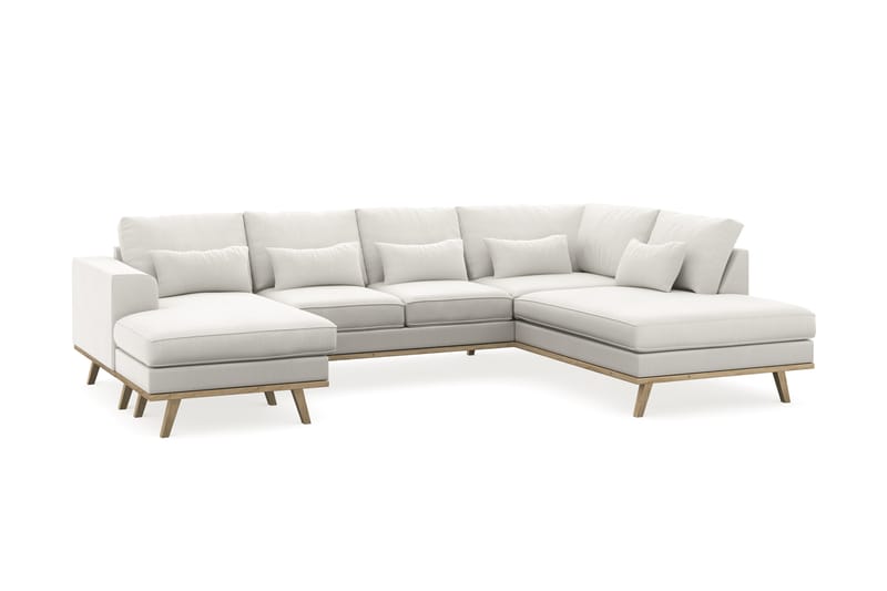 Copenhagen Compact 4-personers Højrevendt U-formet Sofa med Divan og Chaiselong i Stof - Lysegrå - Møbler - Sofaer - U Sofa