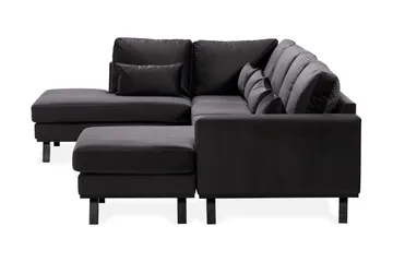 Copenhagen Compact 4-personers Venstrevendt U-formet Large Sofa med Divan og Chaiselong i Fløjl - Mørkegrå - Møbler - Sofaer - U Sofa