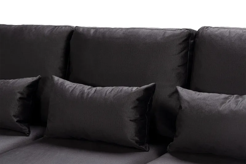 Copenhagen Compact 4-personers Venstrevendt U-formet Large Sofa med Divan og Chaiselong i Fløjl - Mørkegrå - Møbler - Sofaer - U Sofa