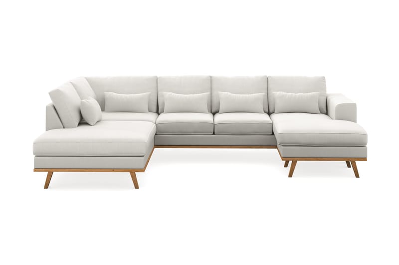 Copenhagen Compact 4-personers Venstrevendt U-formet Sofa med Divan og Chaiselong i Stof - Lysegrå - M øbler - Sofaer - U Sofa