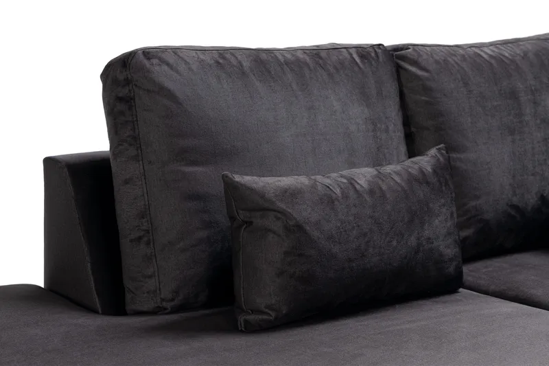 Copenhagen Compact 4-personers Venstrevendt U-formet Large Sofa med Divan og Chaiselong i Fløjl - Mørkegrå - Møbler - Sofaer - U Sofa