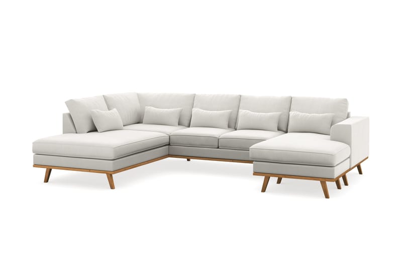 Copenhagen Compact 4-personers Venstrevendt U-formet Sofa med Divan og Chaiselong i Stof - Lysegrå - Møbler - Sofaer - U Sofa