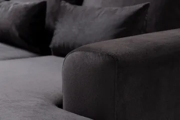 Copenhagen Compact 4-personers Venstrevendt U-formet Large Sofa med Divan og Chaiselong i Fløjl - Mørkegrå - Møbler - Sofaer - U Sofa