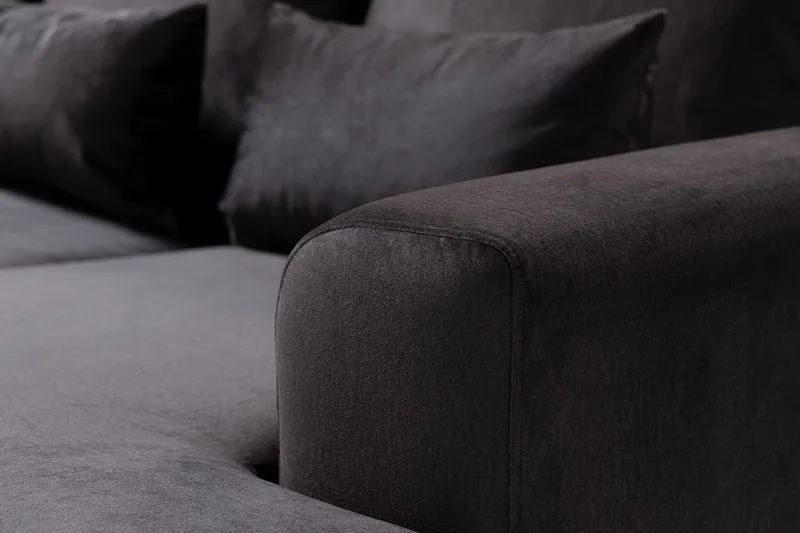 Copenhagen Compact 4-personers Venstrevendt U-formet Large Sofa med Divan og Chaiselong i Fløjl - Mørkegrå - Møbler - Sofaer - U Sofa