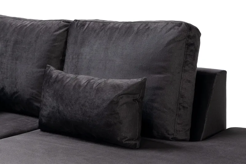 Copenhagen Compact 4-personers Højrevendt U-formet Large Sofa med Divan og Chaiselong i Fløjl - Mørkegrå - Møbler - Sofaer - U Sofa