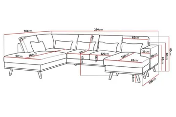 Copenhagen Compact 4-personers Venstrevendt U-formet Large Sofa med Divan og Chaiselong i Fløjl - Mørkegrå - Møbler - Sofaer - U Sofa