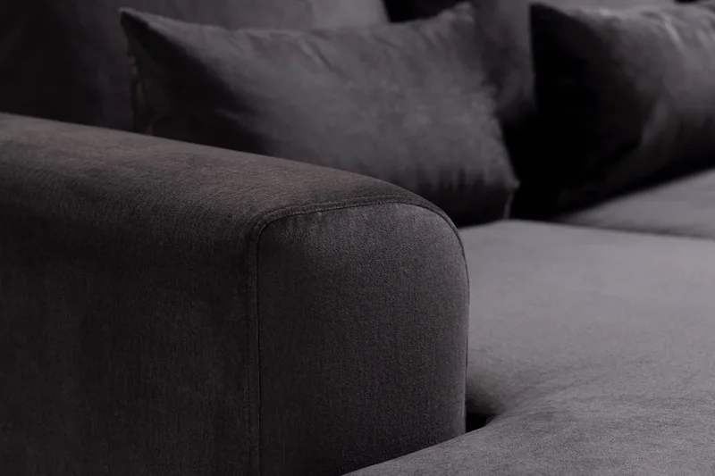 Copenhagen Compact 4-personers Højrevendt U-formet Large Sofa med Divan og Chaiselong i Fløjl - Mørkegrå - Møbler - Sofaer - U Sofa