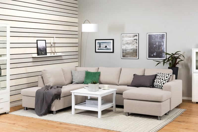 Crazy 4-personers Venstrevendt U-formet Large Sofa med Chaiselong i Stof - Beige - Møbler - Sofaer - U Sofa