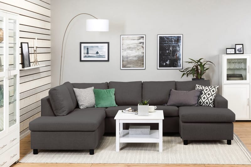 Crazy 4-personers Venstrevendt U-formet Large Sofa med Chaiselong i Stof - Mørkegrå - Møbler - Sofaer - U Sofa