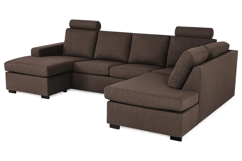 Crazy 4-personers Højrevendt U-formet Large Sofa med Chaiselong i Stof - Brun - Møbler - Sofaer - U Sofa
