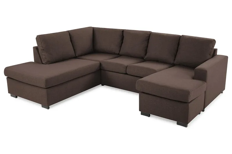 Crazy 4-personers Venstrevendt U-formet Large Sofa med Chaiselong i Stof - Brun - Møbler - Sofaer - U Sofa
