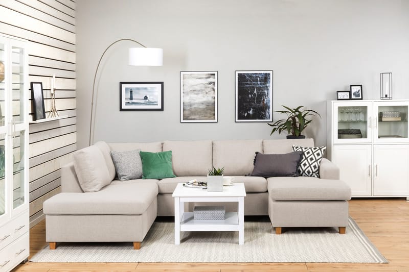 Crazy 4-personers Venstrevendt U-formet Large Sofa med Chaiselong i Stof - Beige - Møbler - Sofaer - U Sofa