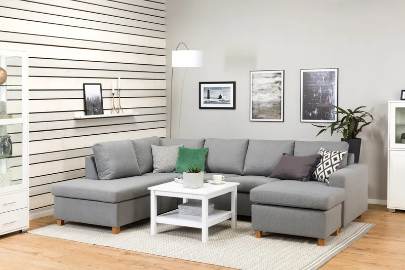 Crazy 4-personers Venstrevendt U-formet Large Sofa med Chaiselong i Stof - Grå - Møbler - Sofaer - U Sofa