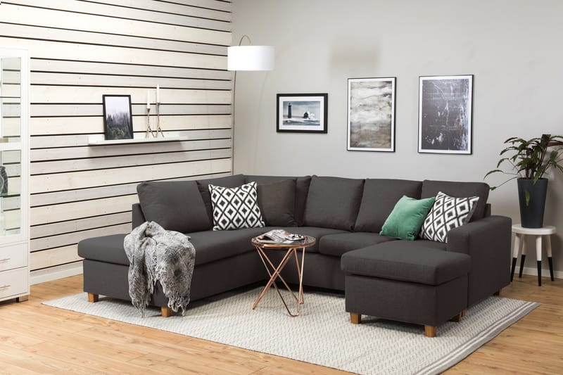 Crazy 4-personers Venstrevendt U-formet Small Sofa med Chaiselong i Stof - Mørkegrå - Møbler - Sofaer - U Sofa