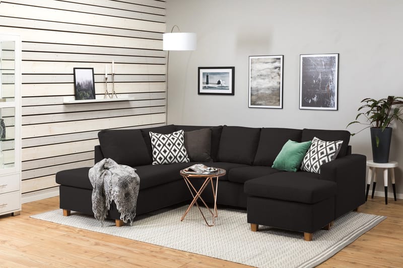 Crazy 4-personers Venstrevendt U-formet Large Sofa med Chaiselong i Stof - Antracit - Møbler - Sofaer - U Sofa