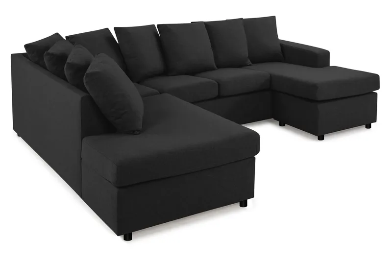Crazy 4-personers Venstrevendt U-formet Small Sofa med Divan og Chaiselong i Stof inkl. Kuvertpuder - Antracit - Møbler - Sofaer - U Sofa